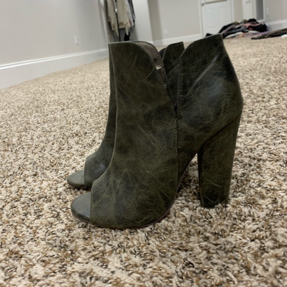 Green / gray open toe booties - Picture 2 of 2